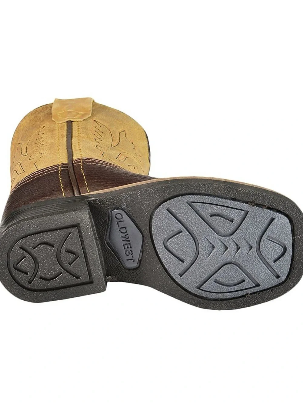 Old West Brown and Tan Kids Cowboy Boots